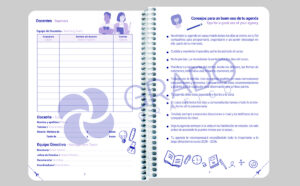 Agenda escolar 2026-2027 con interiores a tres colores